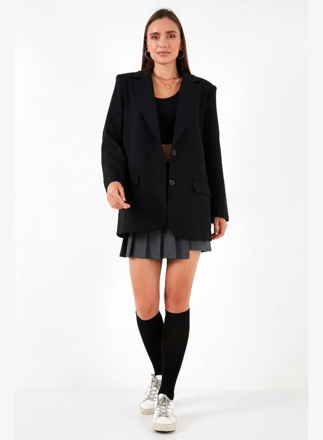 Lela  Lela Relaxed Fit Mono Collar Pocket Blazer Jacket Women's JACKET 611BC00132 for Women | Best Price UAE