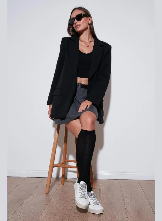 ليلا جاكيت بليزر نسائي بياقة أحادية وقصة مريحة