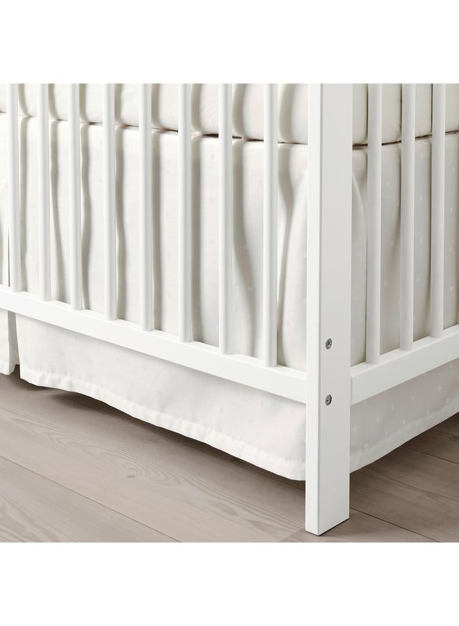 Zaboon Cot Skirt, Dotted/White, 60X120 Cm - Image 3