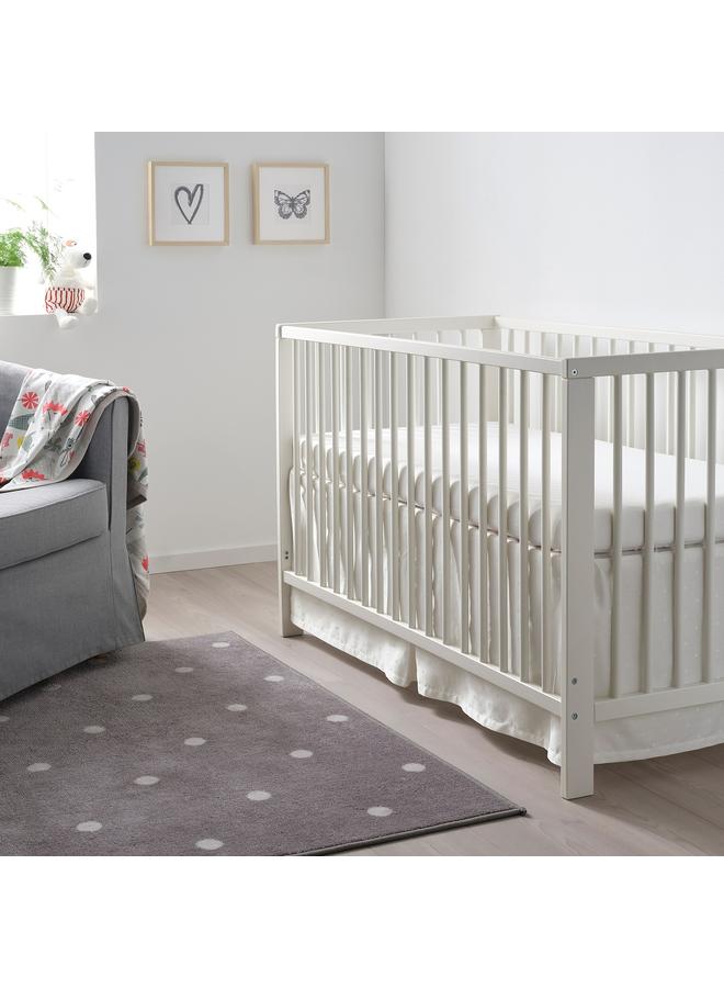 Zaboon Cot Skirt, Dotted/White, 60X120 Cm - Image 2