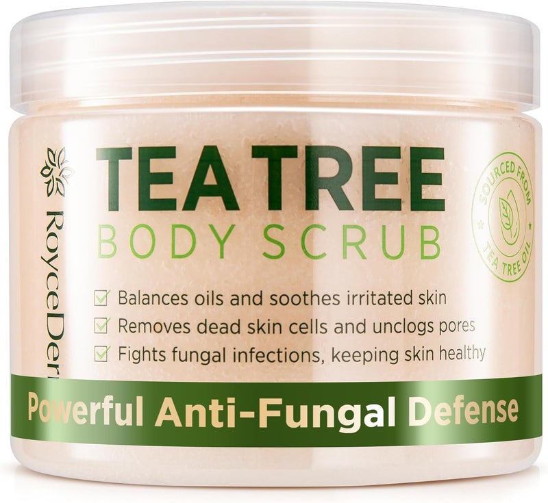 Tea Tree Body Scrub Exfoliating Extra Strength PreBody Wash Deep Cleansing Scrub with Tea Tree Oil Dead Sea Salt for Smooth Skin 12oz