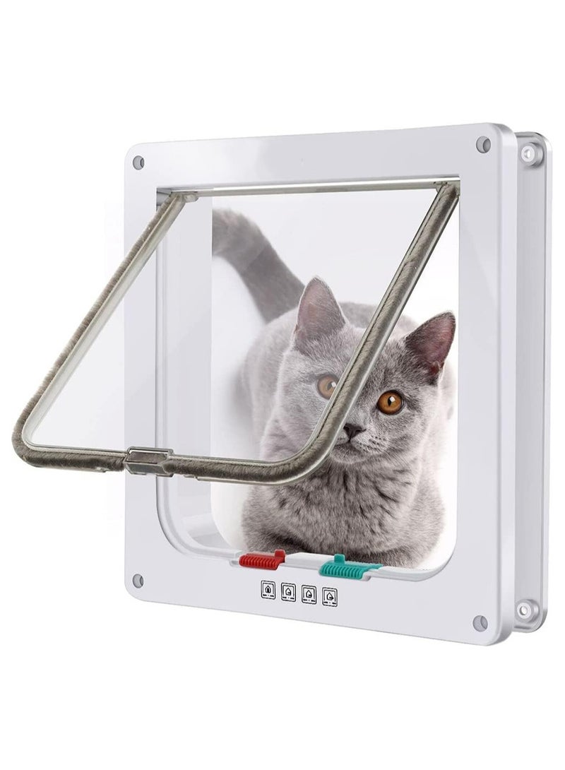 Generic Cat Door Flap (Outer Size 7.5" x 7.8"), Pet Supplies 4 Way Locking for Interior Exterior Doors, Weatherproof Pet Door Window for Cats Doggie Kitties & Kittens, Easy to Installation  - Image 1