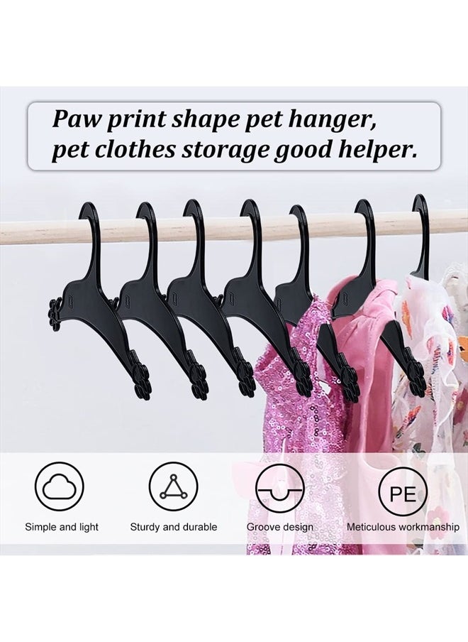 AHANDMAKER - 20 Packs Pet Apparel Hangers, Black Pet Clothes Hangers Lovely Plastic Flexible Strong Paw Print for Dog Cat Pet Toddler Small Coat Hanger, 5x8.86inch - Image 1