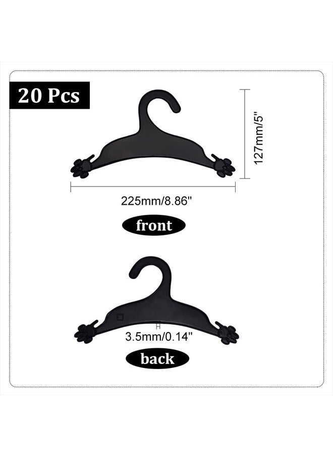AHANDMAKER - 20 Packs Pet Apparel Hangers, Black Pet Clothes Hangers Lovely Plastic Flexible Strong Paw Print for Dog Cat Pet Toddler Small Coat Hanger, 5x8.86inch - Image 1