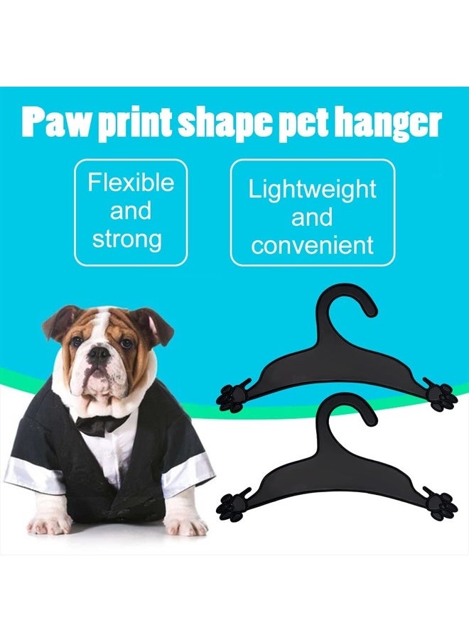 AHANDMAKER - 20 Packs Pet Apparel Hangers, Black Pet Clothes Hangers Lovely Plastic Flexible Strong Paw Print for Dog Cat Pet Toddler Small Coat Hanger, 5x8.86inch - Image 1