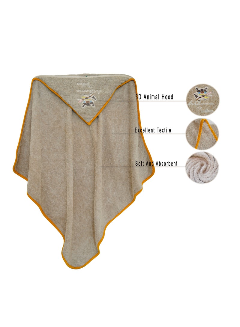 AZM Baby Bath Towel With Hood - Cream - Image 4