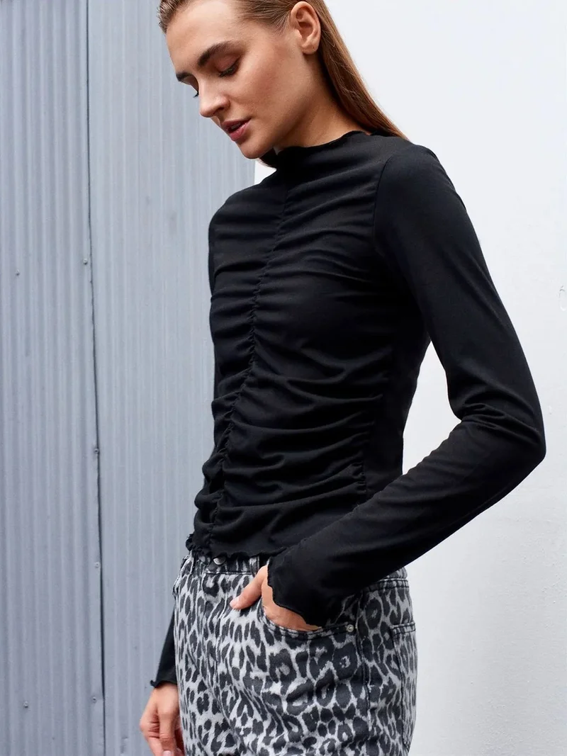 ديلفين DILVIN Slim Fit Long Sleeve Jersey Blouse
