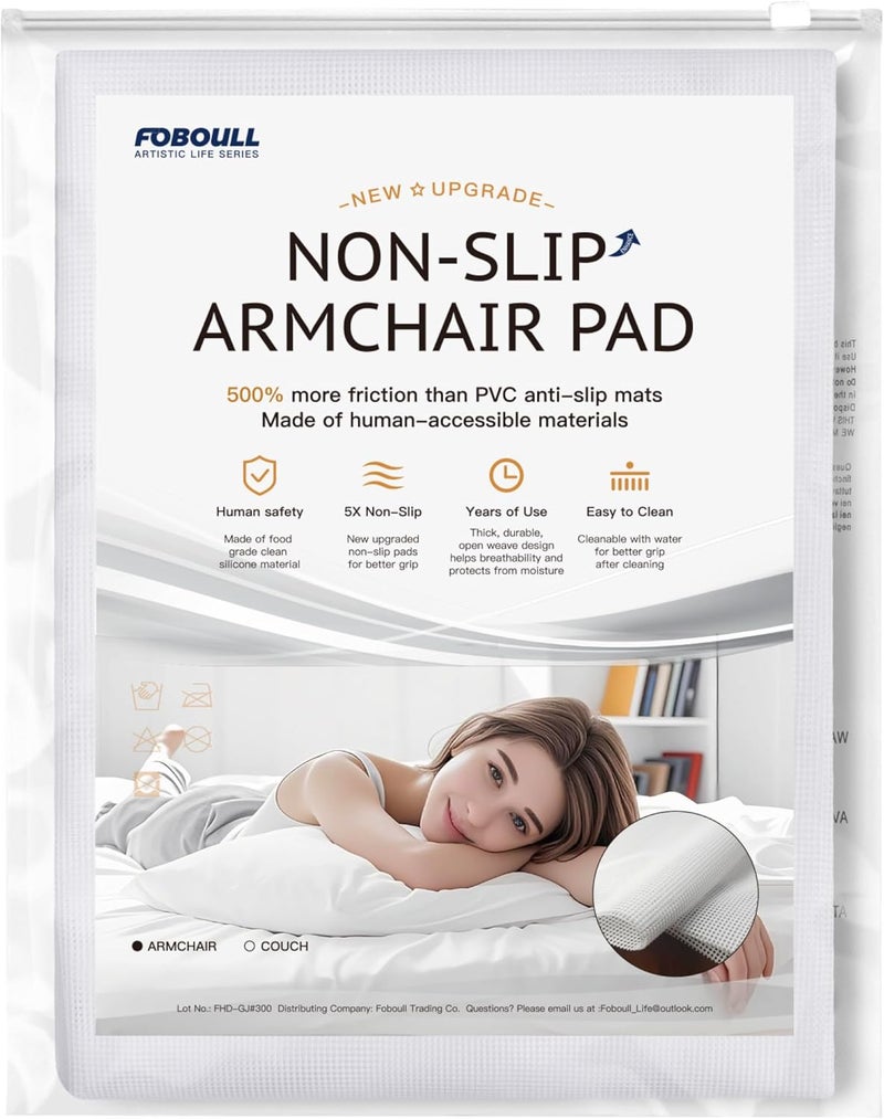 Foboull Armchair Slide Stopper and Gripper, Keep Bed and Topper Pad from Sliding for Sofa, Armchair, Chair Cushion, Mattresses, Easy Trim, Slip Resistant, Grips Helps Stop Slipping - Image 1