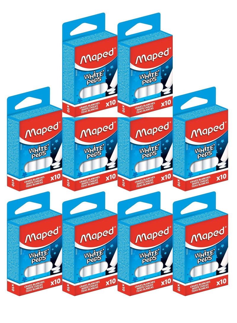 Maped 100-Piece White Chalk Sticks - Image 1