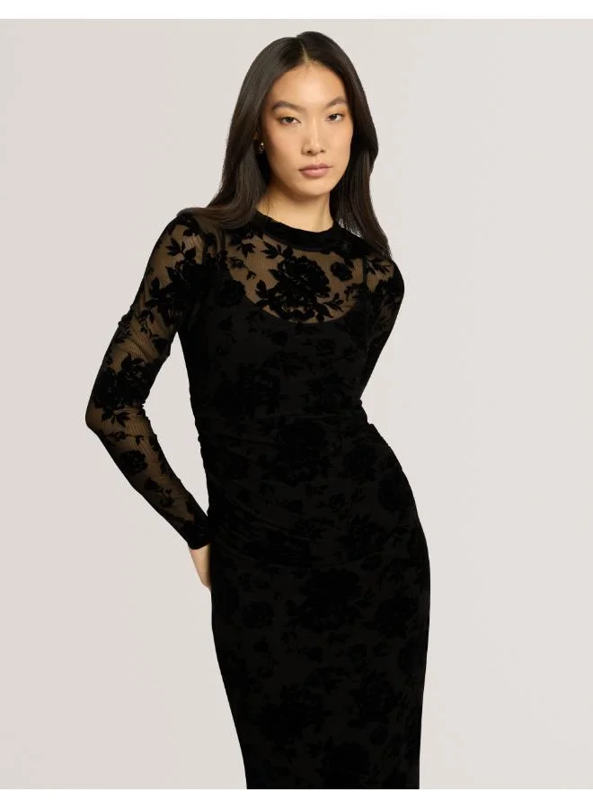 Ted Baker  Devore Mesh Long Sleeve Midi Dress for Women | Best Price UAE
