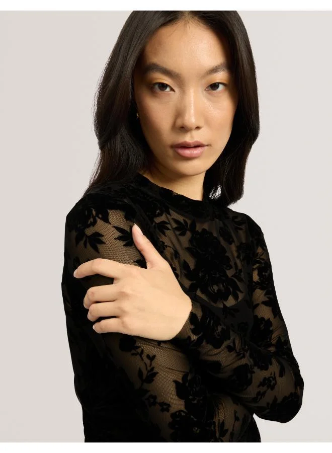 Ted Baker  Devore Mesh Long Sleeve Midi Dress for Women | Best Price UAE