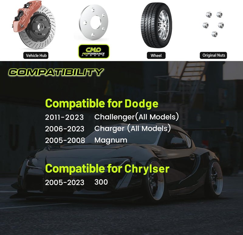 Customadeonly 5mm Hubcentric Wheel Spacers 5x115 for Dodge Charger, Challenger, Magnum, Chrysler 300c (4pcs) - Image 2