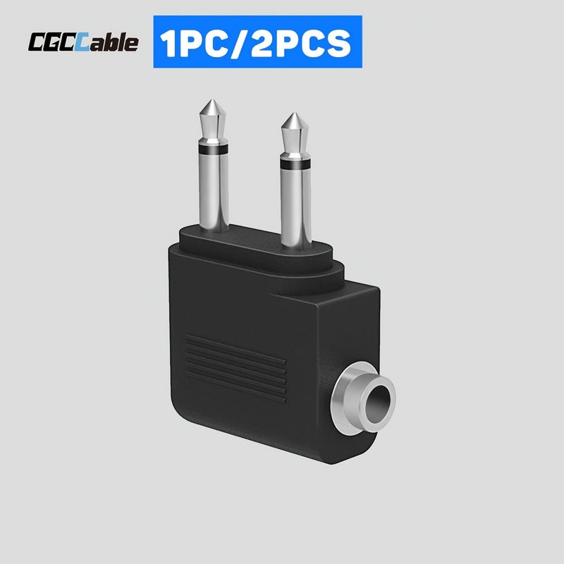 CGCCABLE محول ثنائي الذكور إلى أنثى 3.5 ملم، كابل سماعة الرأس للسفر الجوي، قطعتان لتحويل الصوت لسماعات الطيران ومشغلات MP3 والأجهزة الصوتية - Image 1