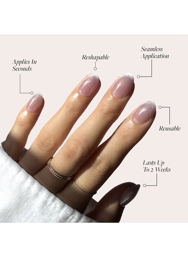 Glamnetic Press On Nails - Fairy Dust | Short Oval Beige-Pink Nails with a Mesmerizing Metallic Finish | 15 Sizes - 30 Nail Kit with Glue - Image 3