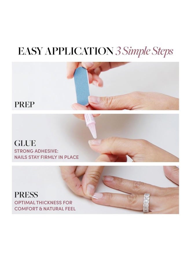 Glamnetic Press On Nails - Fairy Dust | Short Oval Beige-Pink Nails with a Mesmerizing Metallic Finish | 15 Sizes - 30 Nail Kit with Glue - Image 5