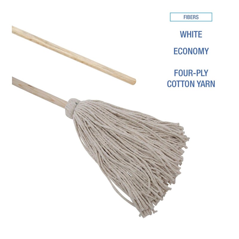 Boardwalk BWK124C 24 oz Cotton Fiber Head Deck Mop with 54 in Wooden Handle 6Pack - Image 4