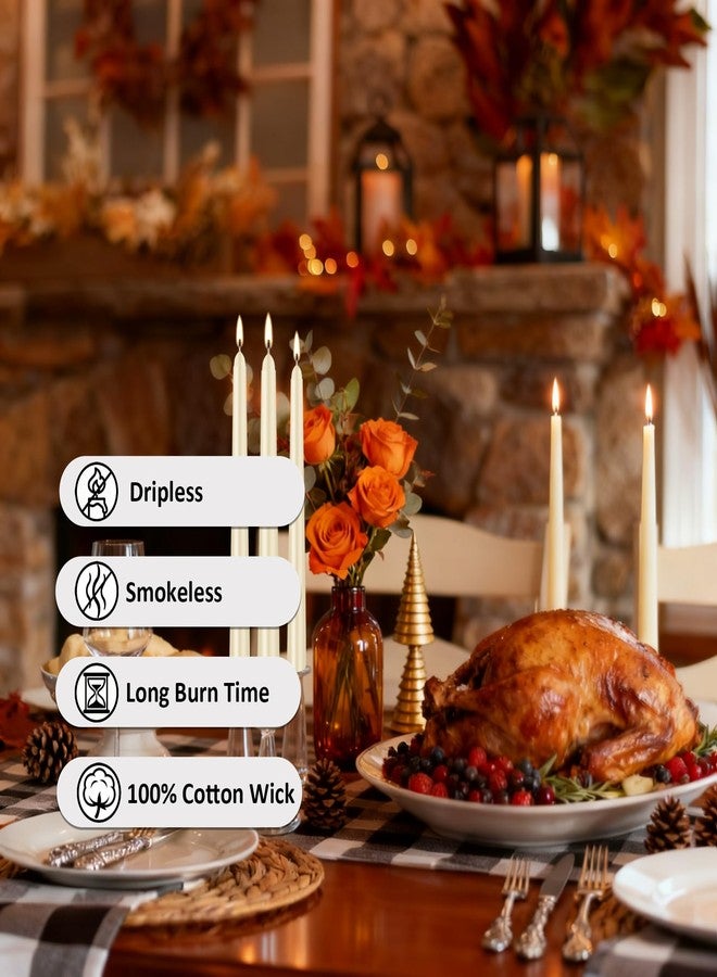 KITRDOOR Ivory Taper Candles, 24 Pack 10 Inch Bulk Unscented 7-8 Hours Burn Time Smokeless & Dripless Elegant Dinner Candles Set for Home Décor, Wedding, Christmas, Household, Valentines Day, Party (White) - Image 2