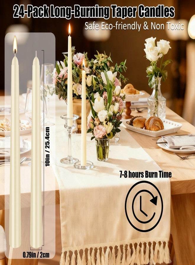 KITRDOOR Ivory Taper Candles, 24 Pack 10 Inch Bulk Unscented 7-8 Hours Burn Time Smokeless & Dripless Elegant Dinner Candles Set for Home Décor, Wedding, Christmas, Household, Valentines Day, Party (White) - Image 3
