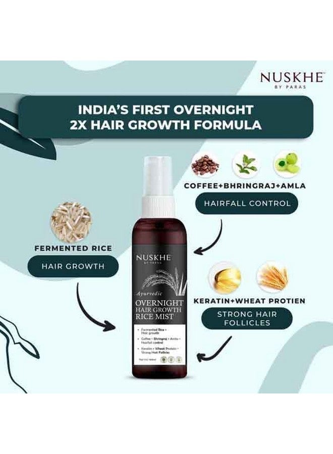Nuskhe By Paras Ayurvedic Overnight Hair Growth Rice Mist For Extreme Hair Growth 100 Ml. Fermented Rice Water Combined With Coffee, Bhringraj And Amla| Reduce Hair Fall - Image 3