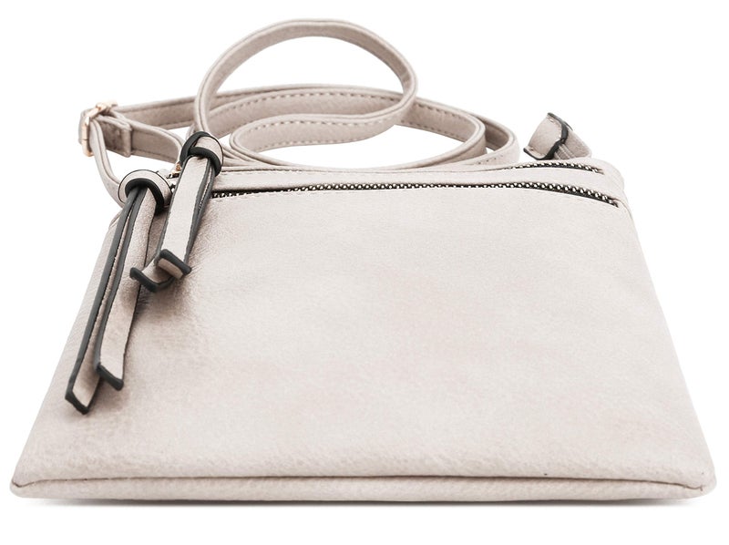 DELUXITY | Crossbody Purse Bag | Functional Multi Pocket Double Zipper Purse | Adjustable Strap | Medium Size Purse | Beige - Image 3