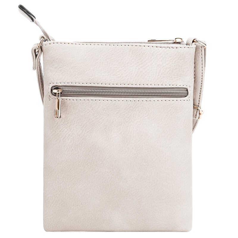 DELUXITY | Crossbody Purse Bag | Functional Multi Pocket Double Zipper Purse | Adjustable Strap | Medium Size Purse | Beige - Image 2