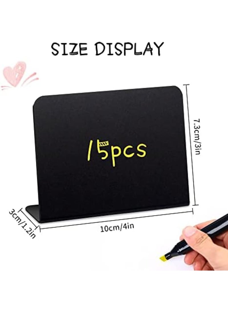 سيوسي Mini Chalkboard Signs, 15 Pack Small Rectangle Chalkboard Signs with Stand, Reserved Signs for Tables, Display Blackboards Message Board for Food, Pricetags, Weddings, Parties, Bakery, 4 X 3 Inch - Image 2