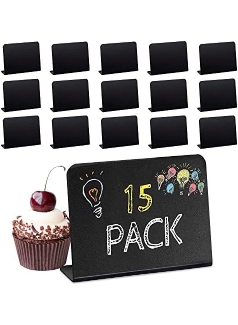 سيوسي Mini Chalkboard Signs, 15 Pack Small Rectangle Chalkboard Signs with Stand, Reserved Signs for Tables, Display Blackboards Message Board for Food, Pricetags, Weddings, Parties, Bakery, 4 X 3 Inch - Image 1
