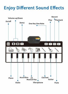 GROIC Kids Musical Mats with Music Sounds with 10 Keys, Musical Toys Toddler Music Piano Keyboard Dance Mat Carpet Touch Playmat Birthday Gift Toys for Baby Girls Boys  - Image 2