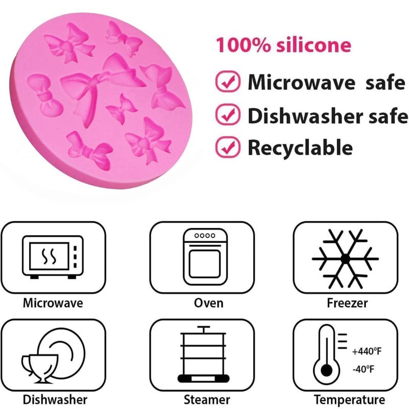 LEGACYCART 6 Cavity Daisy Peach Blossom and 8 Cavity Bow Tie Silicone Mold Flower Fondant Cake Baking Molds Chocolate Candy Mold for Party Cake DecoratinSoap Crafting ProjectsPack of 3 - Image 3