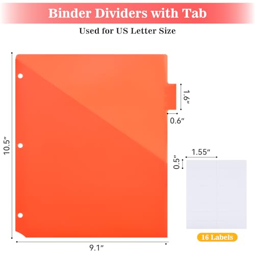 SUQJOY Binder Index Dividers with Tabs, 48 Count 3 Ring Binder Dividers with Pockets, 8 Tab Dividers for 3 Ring Binder, Plastic Sheet Protectors for US Letter Size, 8 Color Tab Dividers,6 Packs - Image 2