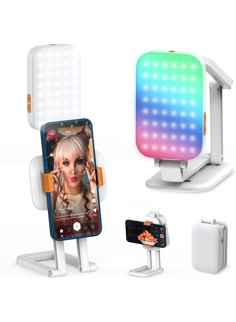D2 pro Selfie Light for iPhone, Rechargeable RGB Video Light for Phone with CRI95 Adjustable Brightness, Portable Phone Light Perfect for Selfies, Videos, Photography, Makeup, TikTok, YouTube - Image 1