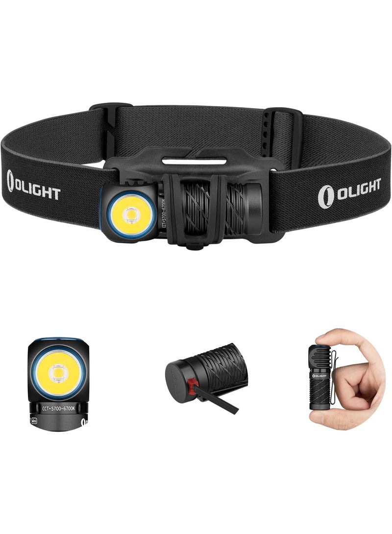 OLIGHT Perun 2 Mini Headlamp 1100 Lumens LED Head Flashlight, Rechargeable Headlight with Red Light Option, Great for Working, Hiking, Camping and Climbing (Black Cool White: 5700~6700K) - Image 1