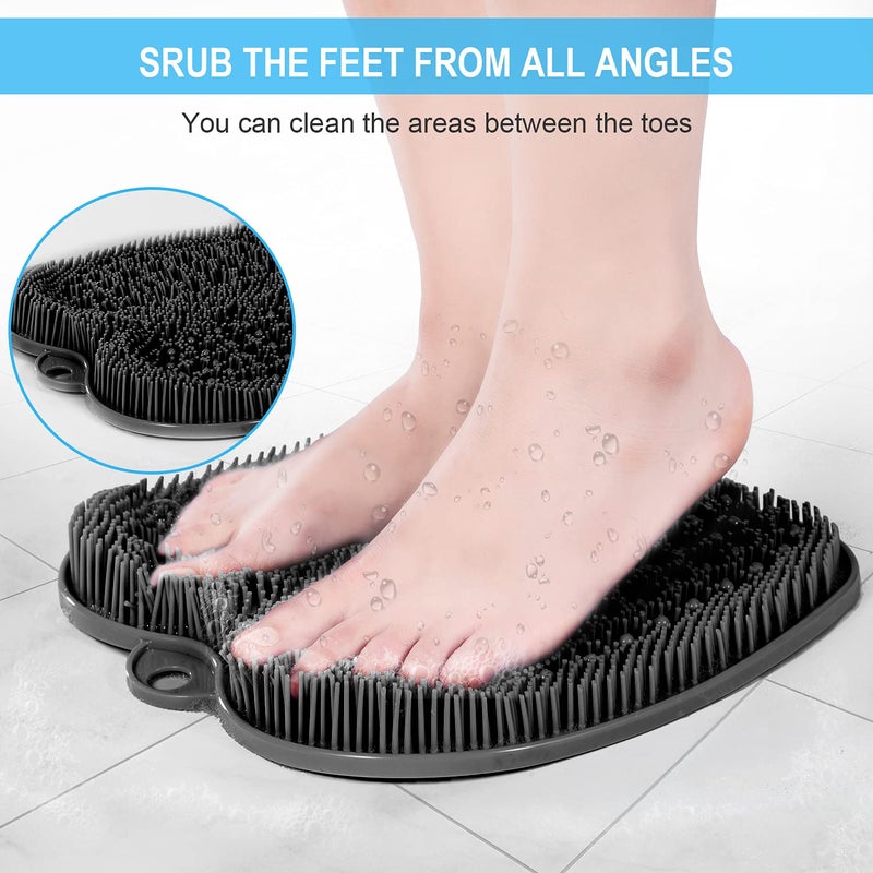 BESKAR Larger Shower Foot Scrubber Mat with Non-Slip Suction Cups- Cleans, Smooths, Exfoliates & Massages your Feet Without Bending, Improve Foot Circulation & Soothes Tired Feet- Black - Image 3