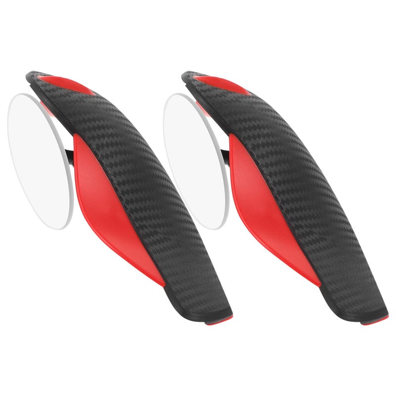 Universal Car Convex Blind Spot Mirror 5cm Round Lens Carbon Fiber Rain Visor - Image 2