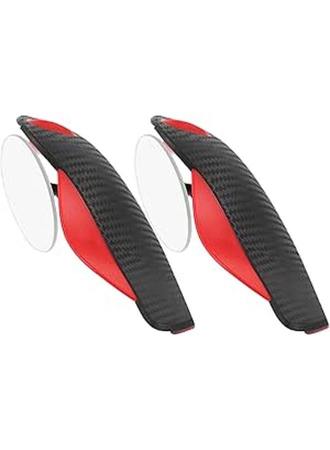 Universal Car Convex Blind Spot Mirror 5cm Round Lens Carbon Fiber Rain Visor - Image 1