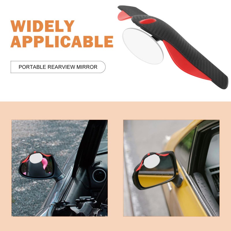 Universal Car Convex Blind Spot Mirror 5cm Round Lens Carbon Fiber Rain Visor - Image 4