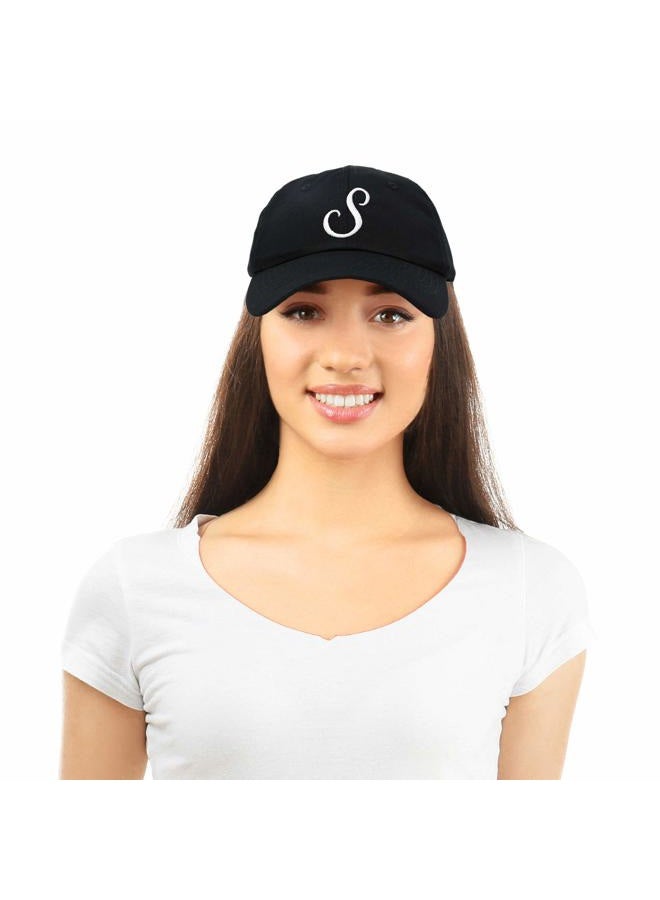 DALIX Initial Hat Letter S Vintage Womens Baseball Cap Monogram Embroidered, Black, One size - Image 5