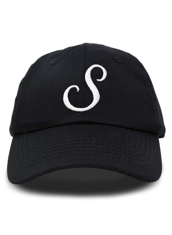 DALIX Initial Hat Letter S Vintage Womens Baseball Cap Monogram Embroidered, Black, One size - Image 1