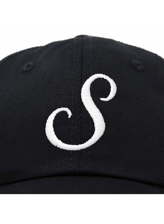 DALIX Initial Hat Letter S Vintage Womens Baseball Cap Monogram Embroidered, Black, One size - Image 2
