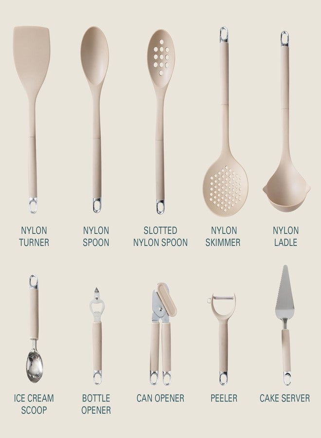 Gibson Home 20-Piece Kitchen Gadget & Tool Set - Nylon Cooking Utensils Spatulas, Ladle, Skimmer, Serving Spoons, Measuring Cups & Spoons, Can Opener, Peeler, Ice Cream Scoop & More - Image 3