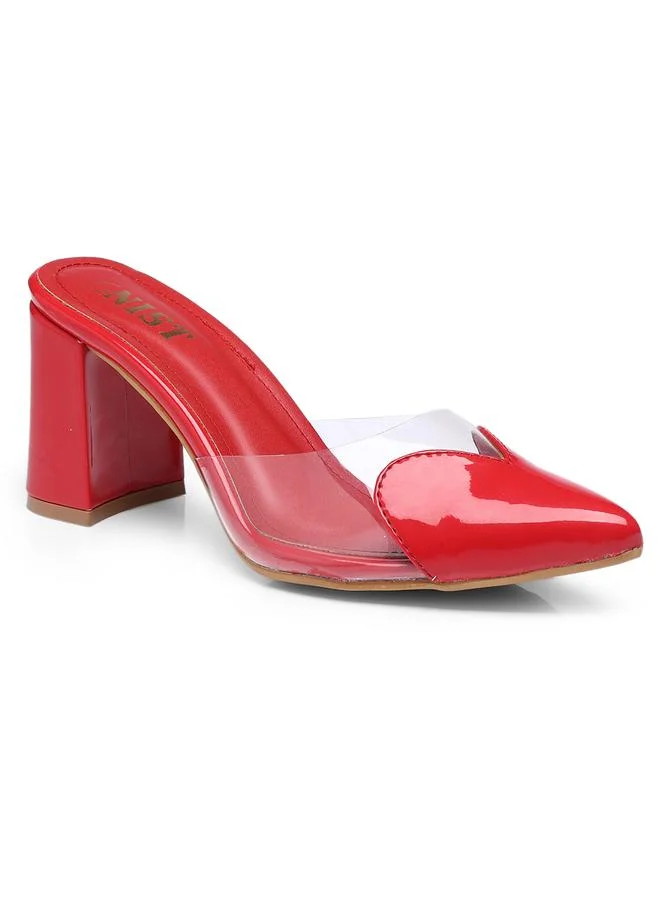جنيست GNIST Plain Pointed Toe Block Heel Mules