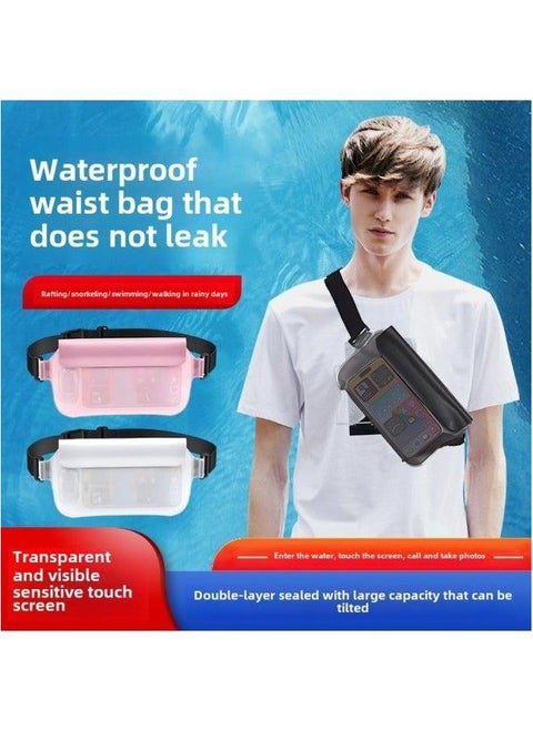 Waterproof Waist Bag Mobile Phone Swimming Drifting Snorkeling Seaside Equipment Touchscreen Running Case-Color:White-Capacity:Tpu Large Capacity