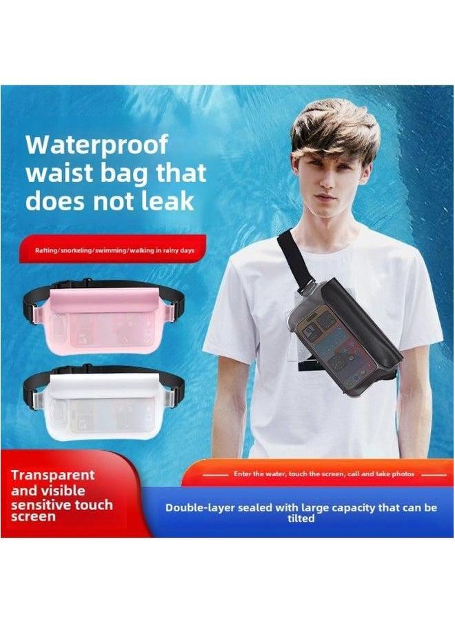 Waterproof Waist Bag Mobile Phone Swimming Drifting Snorkeling Seaside Equipment Touchscreen Running Case-Color:White-Capacity:Tpu Large Capacity