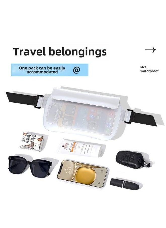 Waterproof Waist Bag Mobile Phone Swimming Drifting Snorkeling Seaside Equipment Touchscreen Running Case-Color:White-Capacity:Tpu Large Capacity