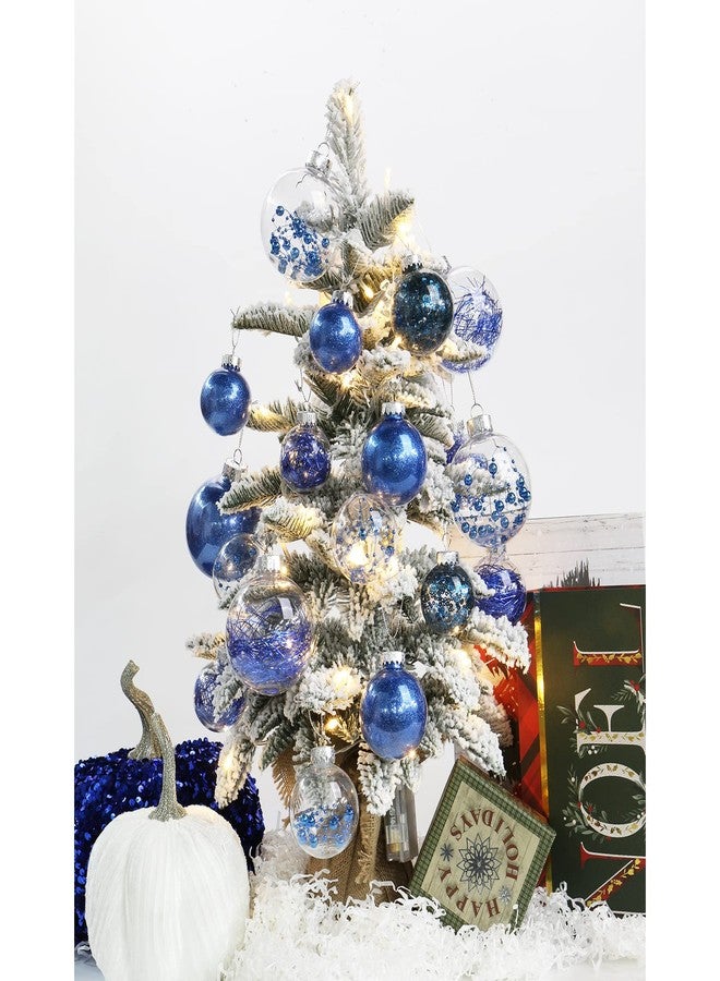 Briful مجموعة زينة شجرة عيد الميلاد مكونة من 30 قطعة، مقاس 2 بوصة، غير قابلة للكسر، باللونين الأزرق والشفاف، زينة معلقة لتزيين شجرة عيد الميلاد والحفلات والعطلات، بريفول - Image 4