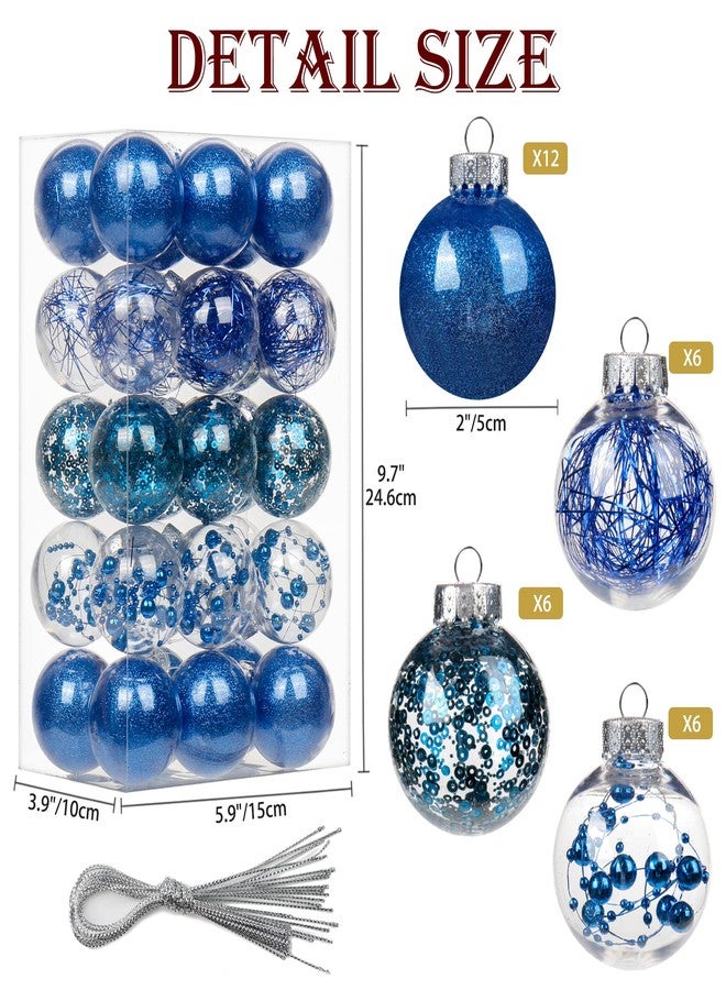 Briful مجموعة زينة شجرة عيد الميلاد مكونة من 30 قطعة، مقاس 2 بوصة، غير قابلة للكسر، باللونين الأزرق والشفاف، زينة معلقة لتزيين شجرة عيد الميلاد والحفلات والعطلات، بريفول - Image 2