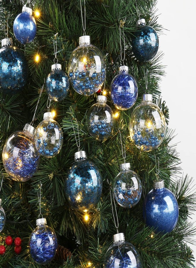 Briful مجموعة زينة شجرة عيد الميلاد مكونة من 30 قطعة، مقاس 2 بوصة، غير قابلة للكسر، باللونين الأزرق والشفاف، زينة معلقة لتزيين شجرة عيد الميلاد والحفلات والعطلات، بريفول - Image 3