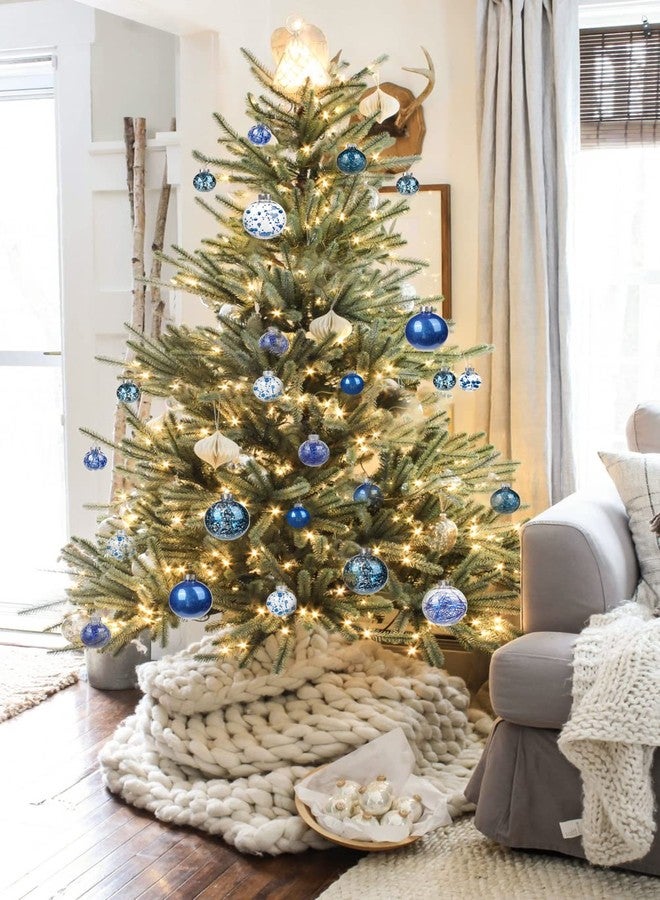 Briful مجموعة زينة شجرة عيد الميلاد مكونة من 30 قطعة، مقاس 2 بوصة، غير قابلة للكسر، باللونين الأزرق والشفاف، زينة معلقة لتزيين شجرة عيد الميلاد والحفلات والعطلات، بريفول - Image 5