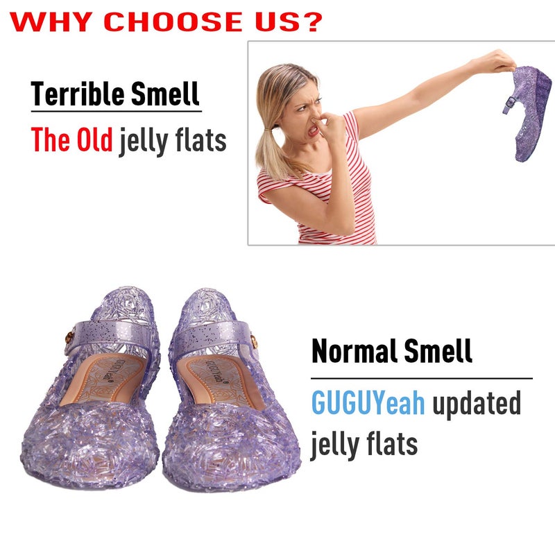 GUGUYeah Purple Princess Costumes Cute Jelly Flats Shoes,Cosplay Birthday Party Dress Up Sandals for Little Girls, Toddler or Kids - Image 5
