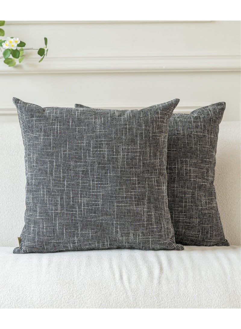 a moment a moment Set of 2 Black Linen Decorative Throw Pillow Covers 50 x 50 CM Farmhouse Pillow Covers with Cross for Couch Sofa Bed Living Room Home Decor  - Image 1